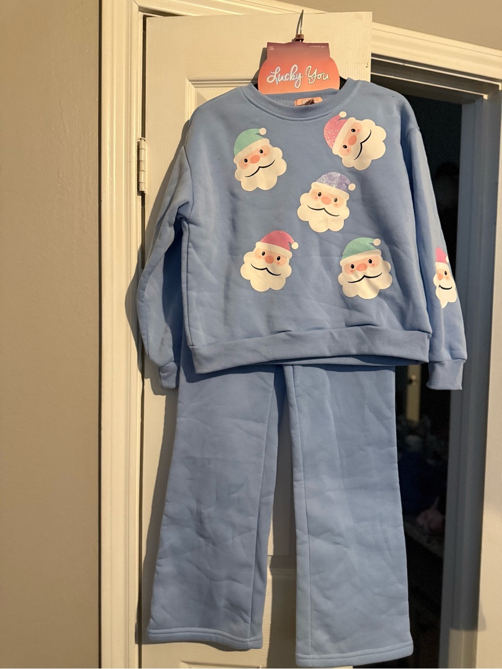 Light Blue Kids Santa Face Set
